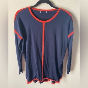 Crown and Ivy Blue and Orange Sweater